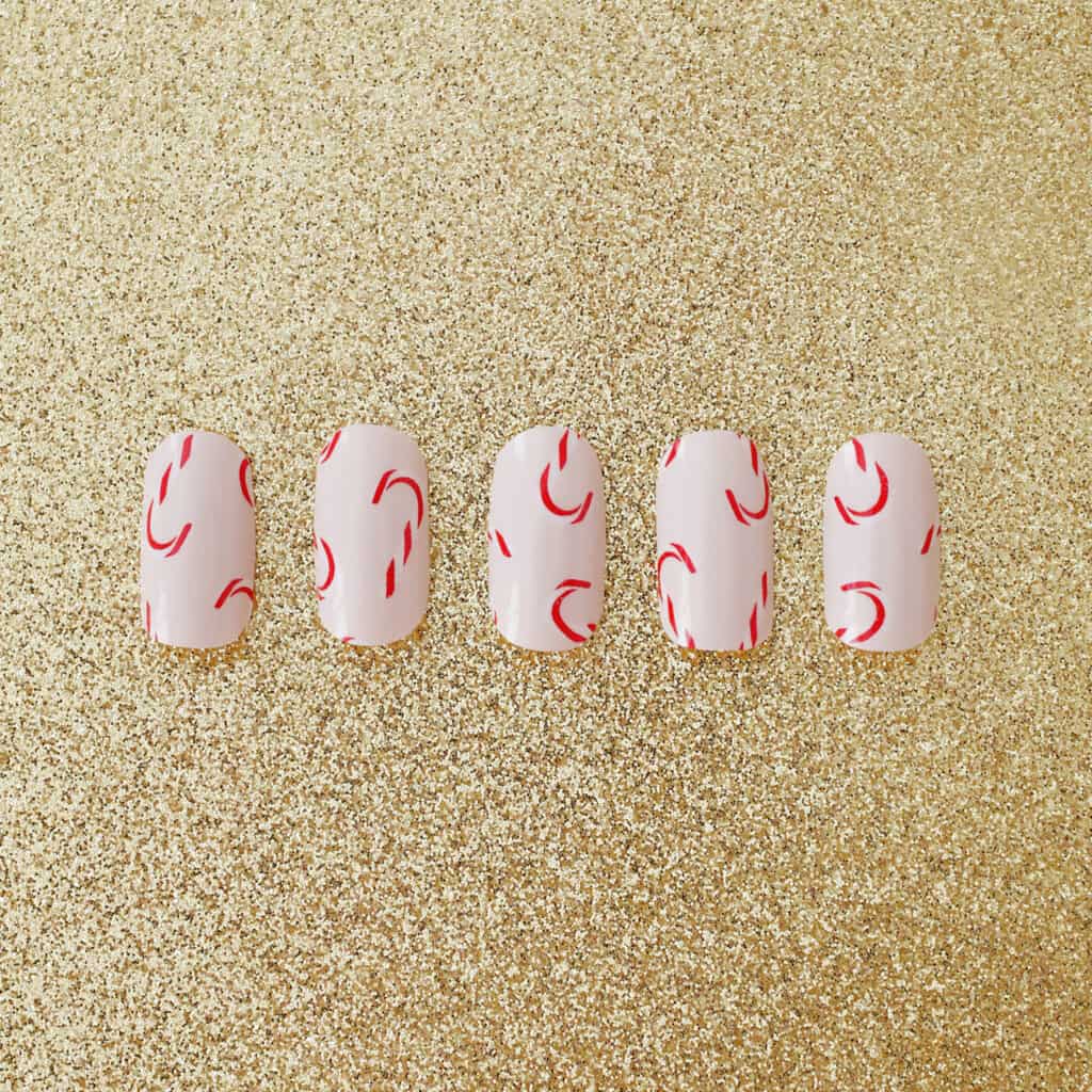 candy cane christmas nail design